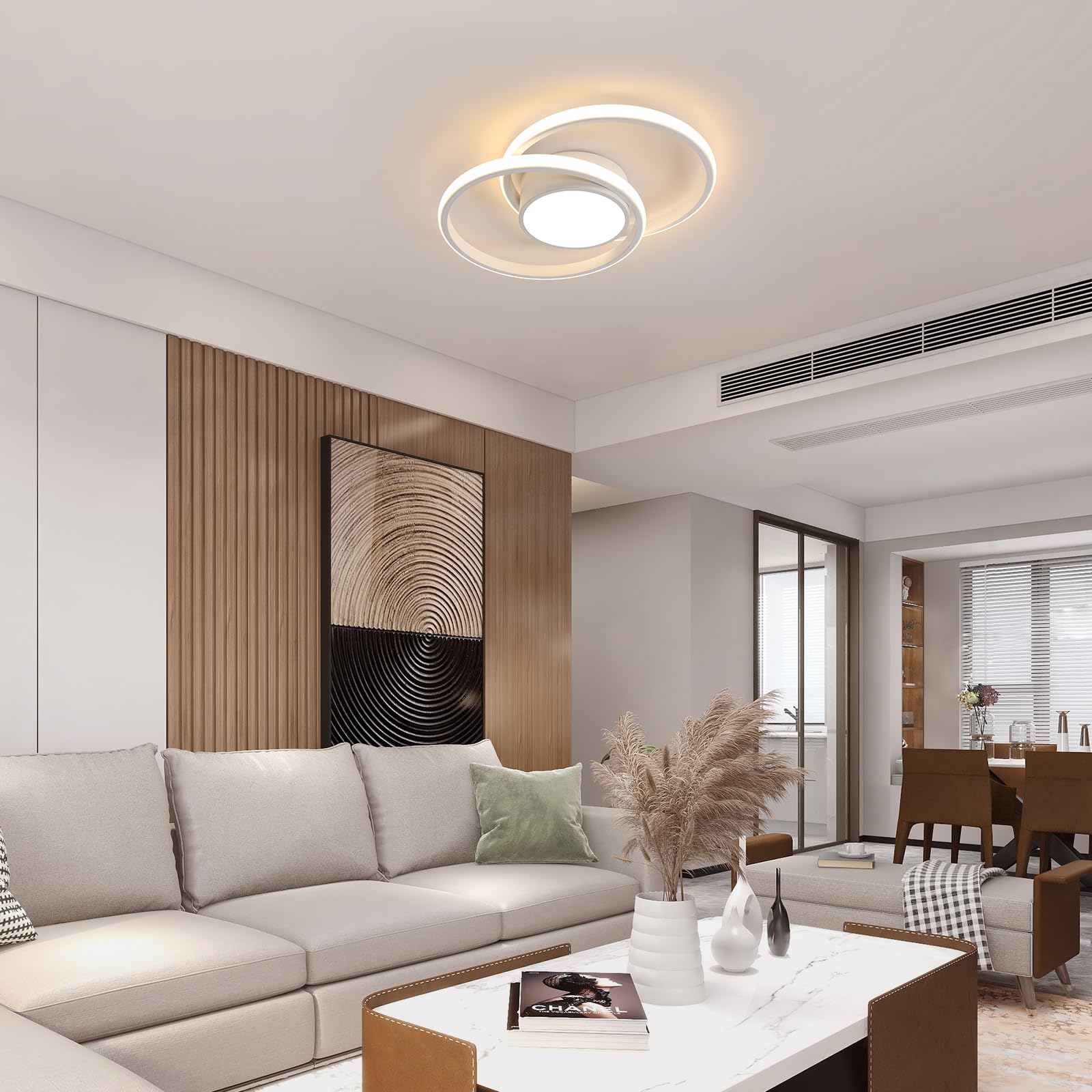 DELIPOP Plafoniera LED Dimmerabile, 40W 3980LM Lampada da Soffitto Moderna con Telecomando 3000K-6500K, Lampadario LED Soffitto per Camera da Letto Soggiorno Cucina Corridoio Ufficio, Bianco