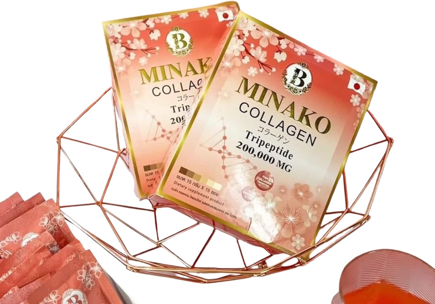 Minako Collagen Tripeptide 200,000MG – Japanese Collagen Drink Powder Supplement for Skin Whitening, Anti-Aging & Firming – Beauty Supplement for Youthful Glow – 10 Sachets
