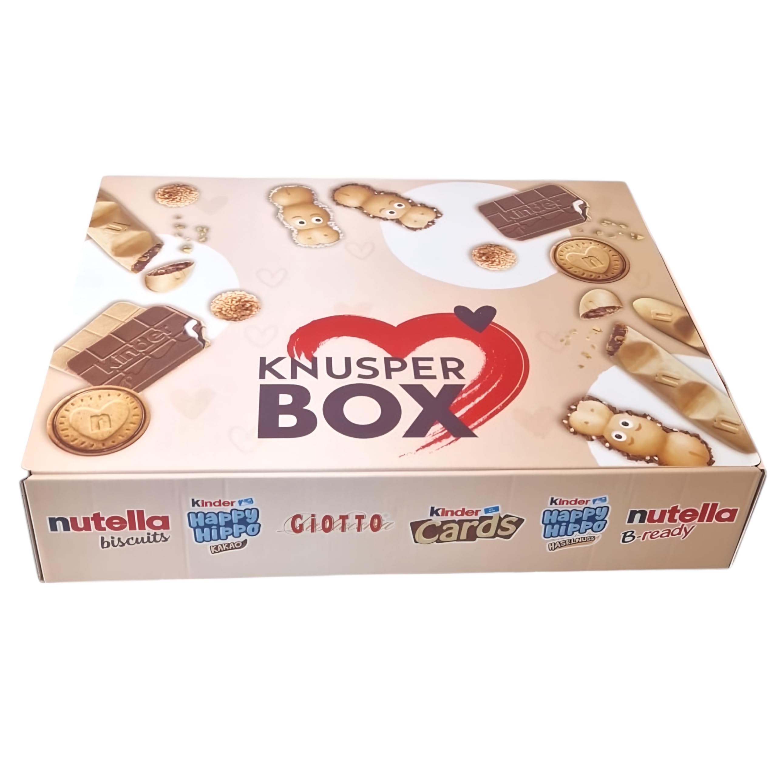 Ferrero Knusper Box mit 74 Teilen in 6 Sorten, mit Kinder Cards, Nutella Biscuits, Kinder Happy Hippo, Nutella B-Ready und Giotto, 1er Pack (1 x 1,8kg)