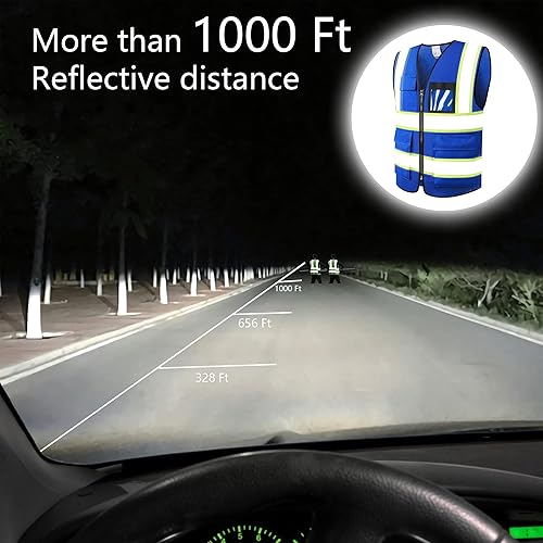 Miniatura 5 de Chaleco de seguridad reflectante de alta visibilidad para hombres y mujeres con bolsillos con cremallera frontal cumple con las normas ANSIISEA