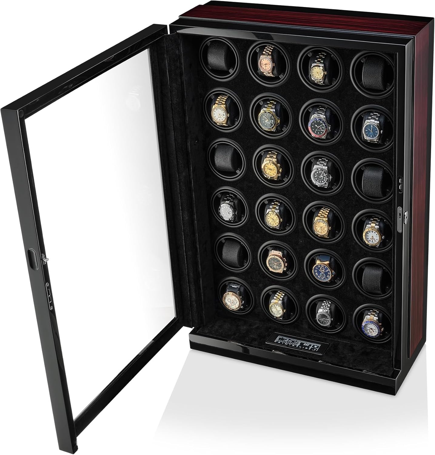 24 Watch Winder with Interior Light, Motor Stop Option and LCD Display