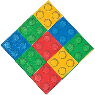 Fun Express - Block Party Beverage Napkins (16pc) for Birthday - Party Supplies - Print Tableware - Print Napkins - Birthday - 16 Pieces