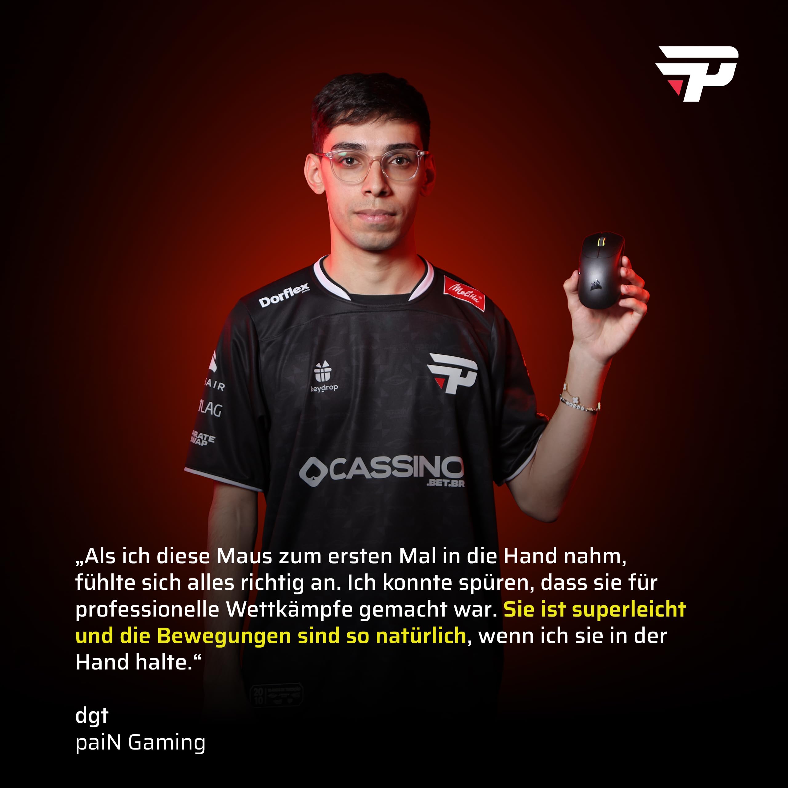 Corsair Sabre v2 PRO Ultralight Wireless FPS Gaming-Maus Schwarz 33K DPI 36g 8000Hz Hyper-Polling Mechanische Tastenschalter 70h Akkulaufzeit