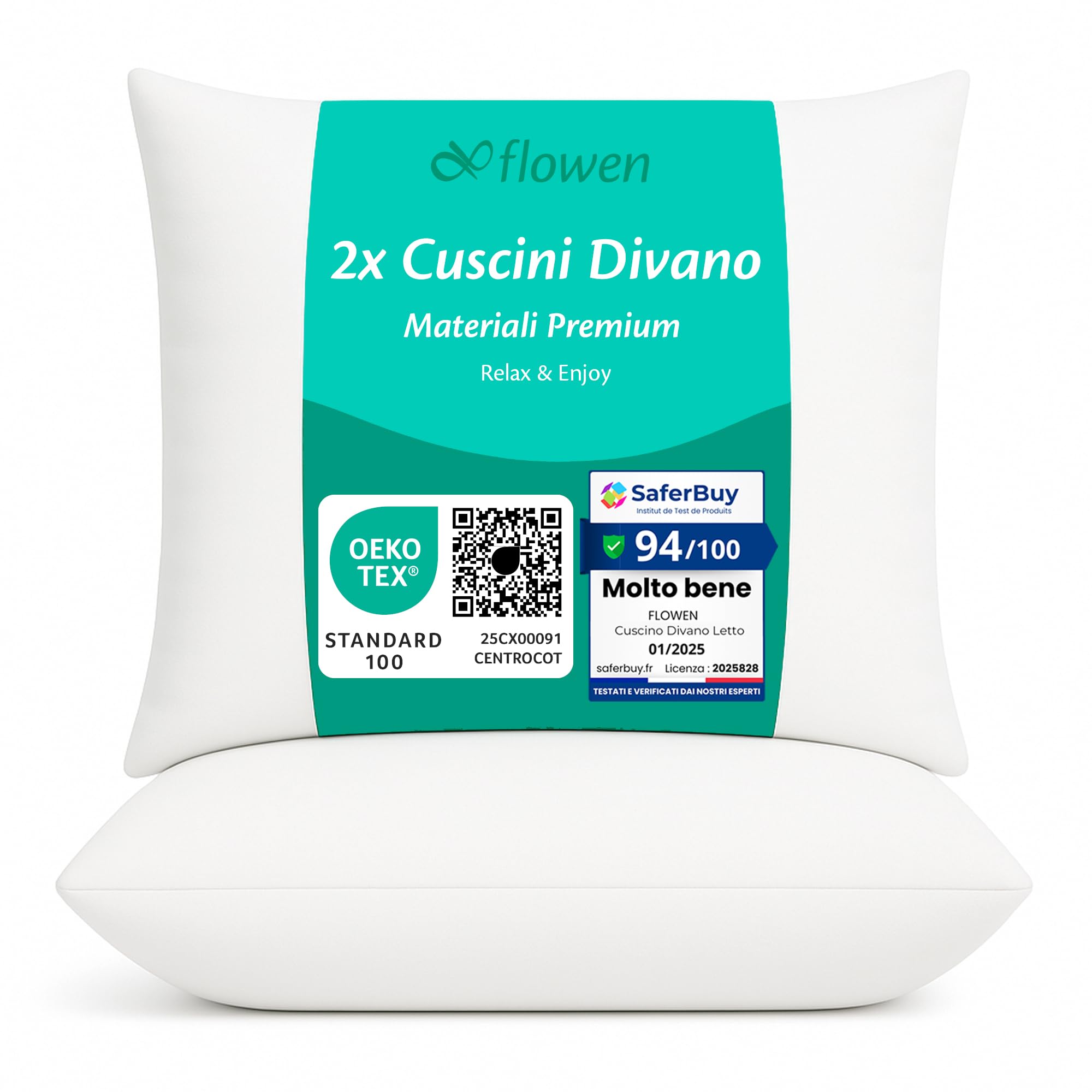 Imbottitura Cuscini 40x40 Perla Italia – Set 4 Pezzi In Poliestere, Morbidi E Lavabili, Per Divano E Letto