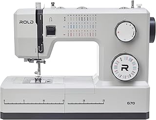 ROLD G70 Nähmaschine mit 34 Nähprogramme, Automatisches Knopfloch, 100-Watt-Servomotor, Nadeleinfädler, Edelstahl-Nähplatte