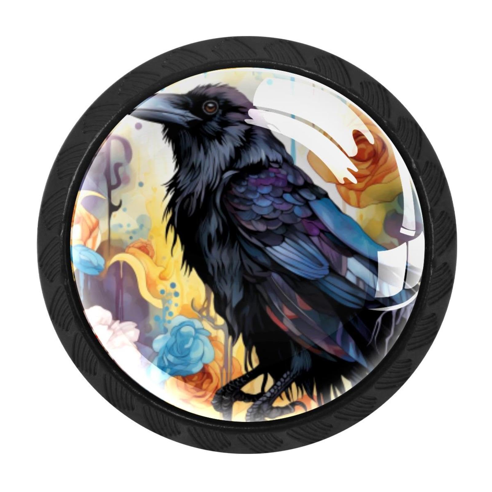 Chenzzzz Multicolored 06 4 Pieces Crow Drawer Knobs, 35Mm Black Cabinet Knobs, Drawer Pulls And Knobs, Dresser Drawer Knobs, Cabinet Hardware Kitchen Cabinet Knobs