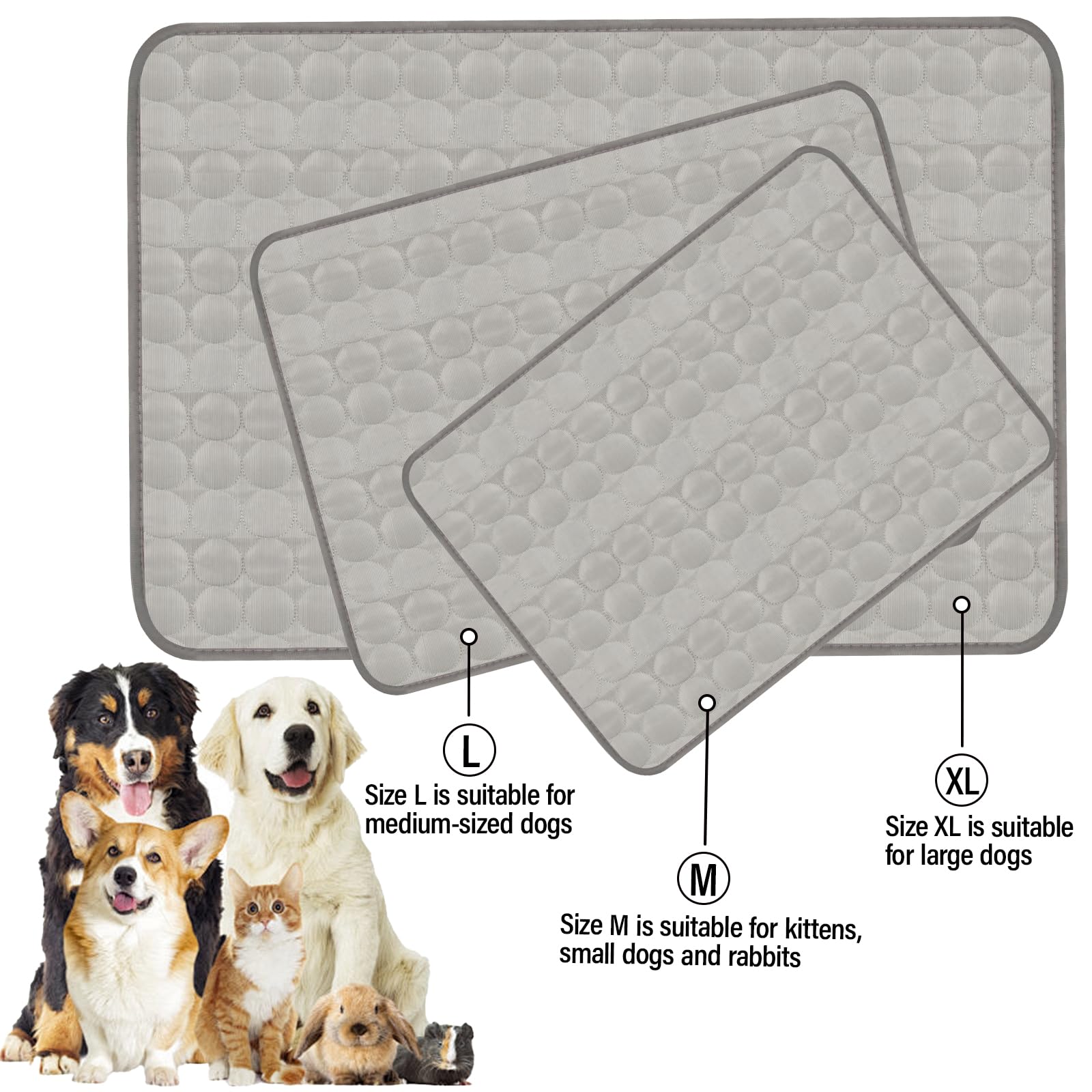 Dog Cooling Mat Self-Cooling 62 x 50 cm Cooling Mat Dog Grey Cooling Mat for Dogs Size M Cooling Mat for Cats Cats Washable Pet Cooling Mat for Home On the Go or in the Car - Image 4