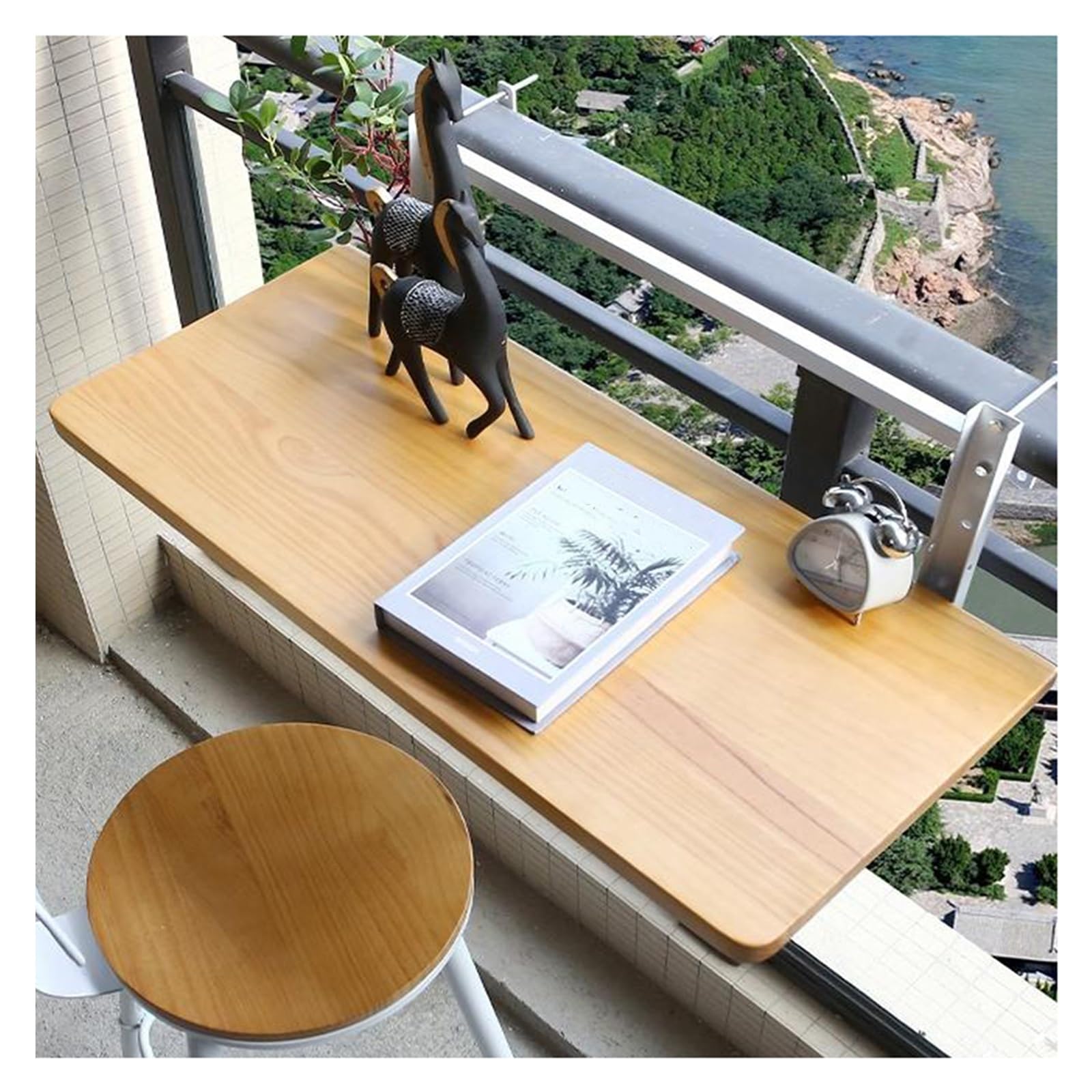 Table Suspendue pour Balustrade de Balcon，Table Pliable Exterieur，Table de Balcon Suspendue Pliable，Table terrasse extérieur，Table Jardin，Résistante aux Intempéries(B,L60*W35cm/L23.6*W13.8in)