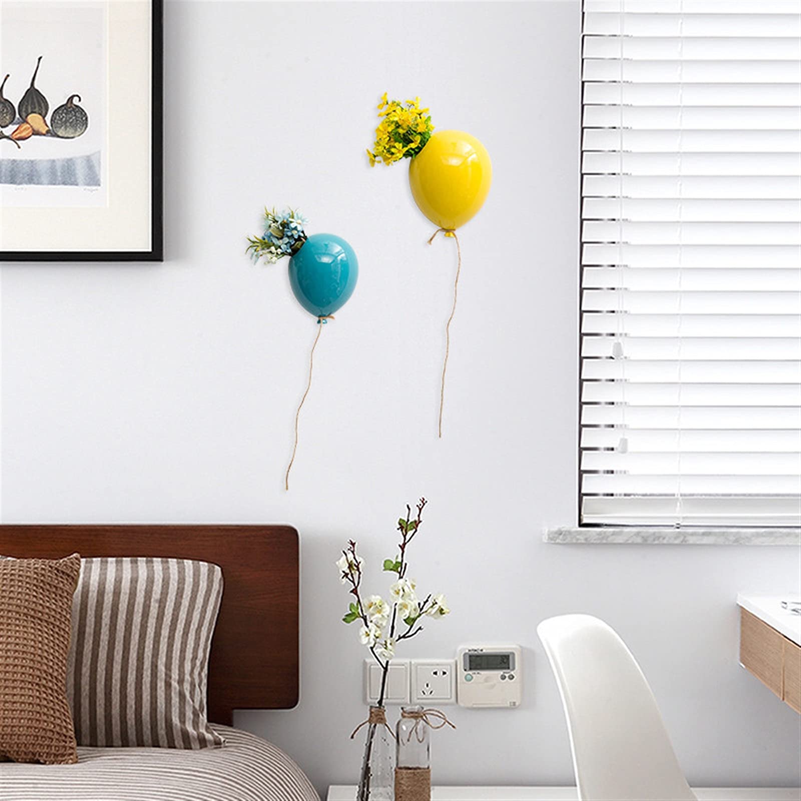 Wiszący kosz z koronki kreatywny ceramiczny balon wiszący na ścianie doniczka na kwiaty salon wazon dekoracja czarny ornamenty do wnętrz na zewnątrz wisząca doniczka (kolor: pomarańczowy L