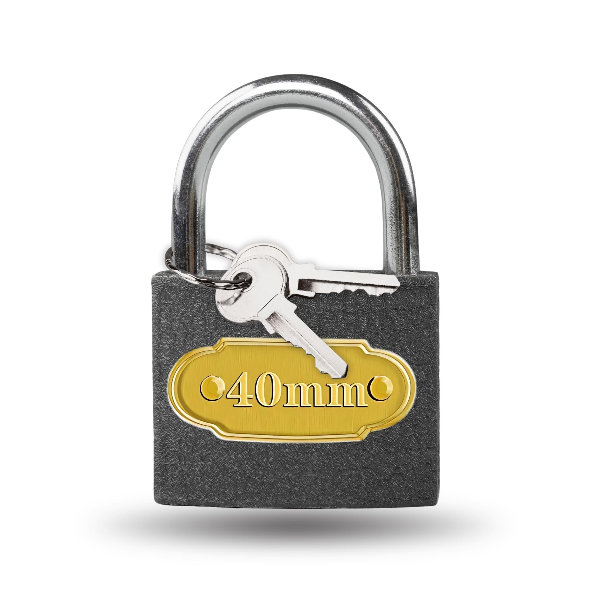 AKH® Stainless Steel Keyed Padlock | 40 mm Cast Iron Padlock with 2 Keys | Heavy Duty Weatherproof Lock for Gates, Sheds, Lockers | Secure Shrouded Shackle, Cut‑Resistant Design