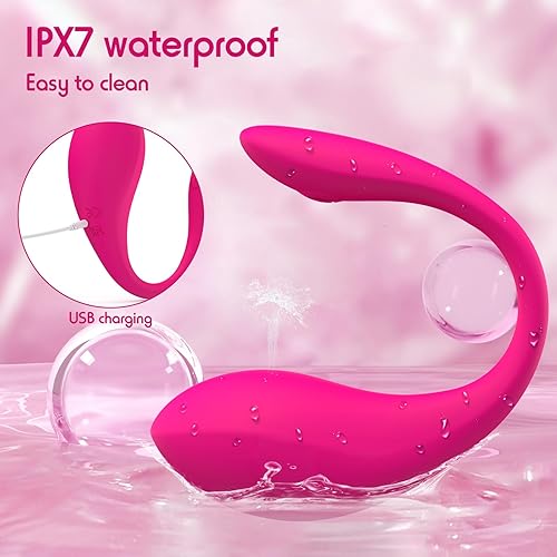 Miniatura 5 de Vibrador portátil con APP y control remoto, juguetes sexuales para mujer con 9 modos de vibración, juguetes sexuales femeninos para mujeres, rosa (