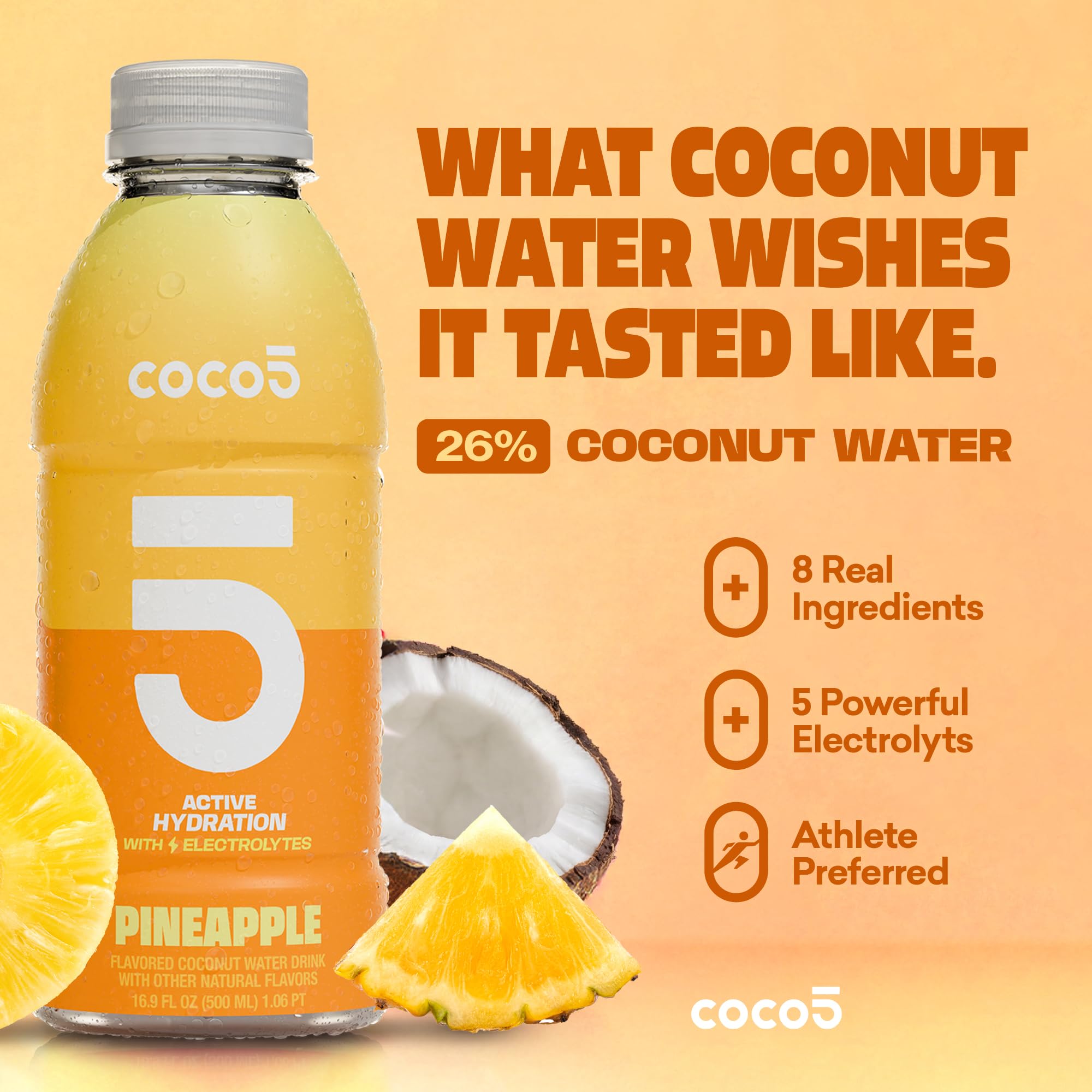 Amazon.com : COCO5 Pineapple Coconut Water — Natural Electrolyte