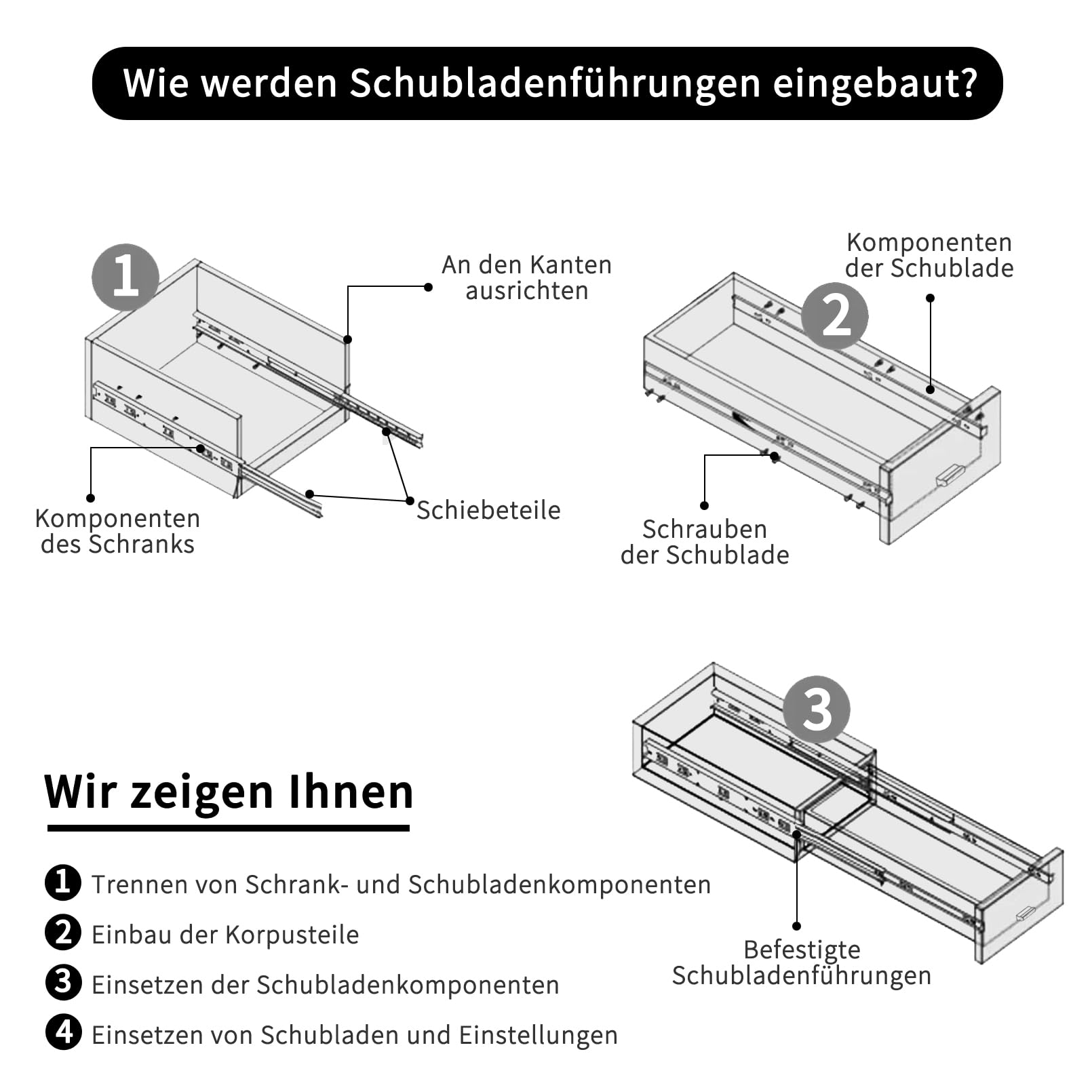 EMAGEREN Guide Per Cassetti Binari Per Cassetti Guide Cassetti - Foto 6