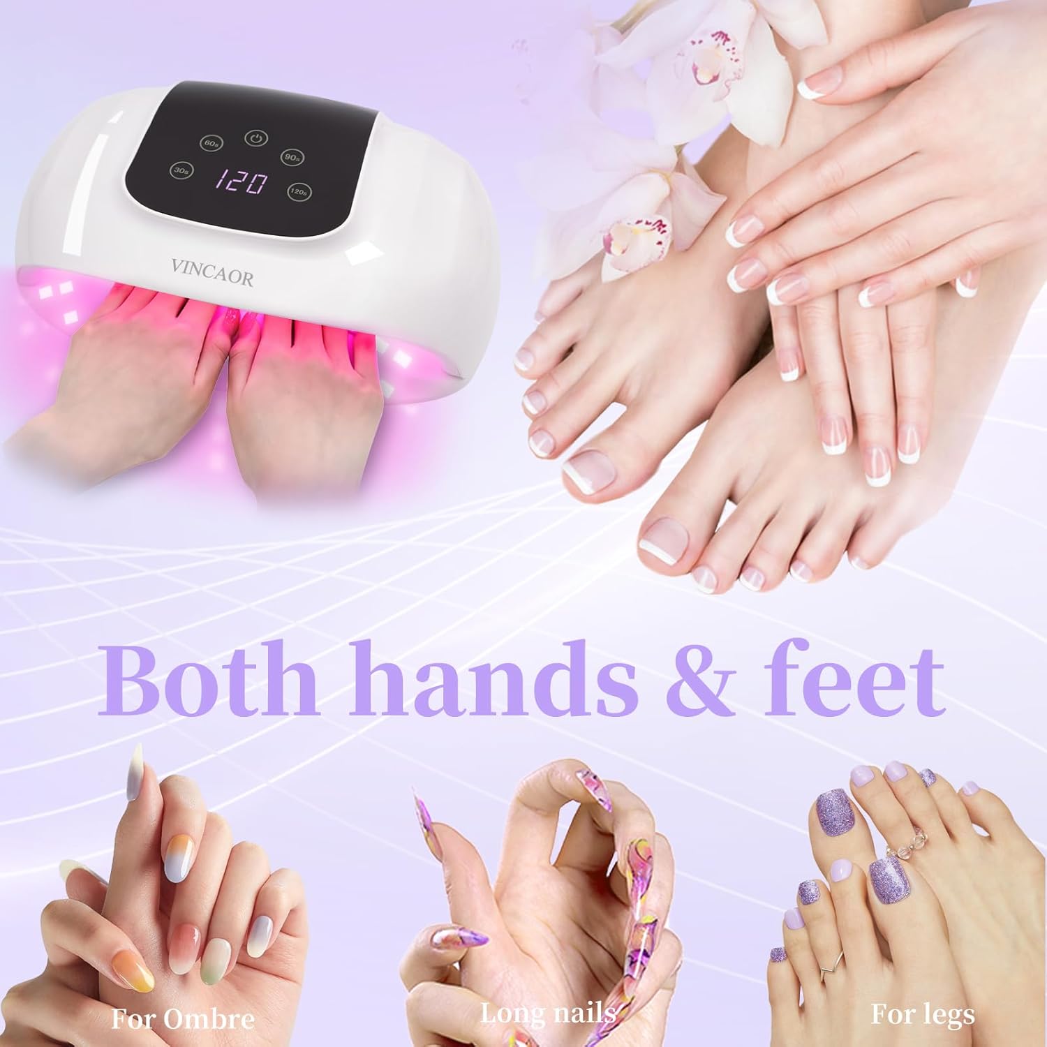 150W UV LED Nail Lamp with 72 Beads, Professional Nail Dryer for Gel Polish with 4 Timer Settings, UV Nail Light with Automatic Sensor & LCD Display, Nail Curing Lamp for Salon or Home Use