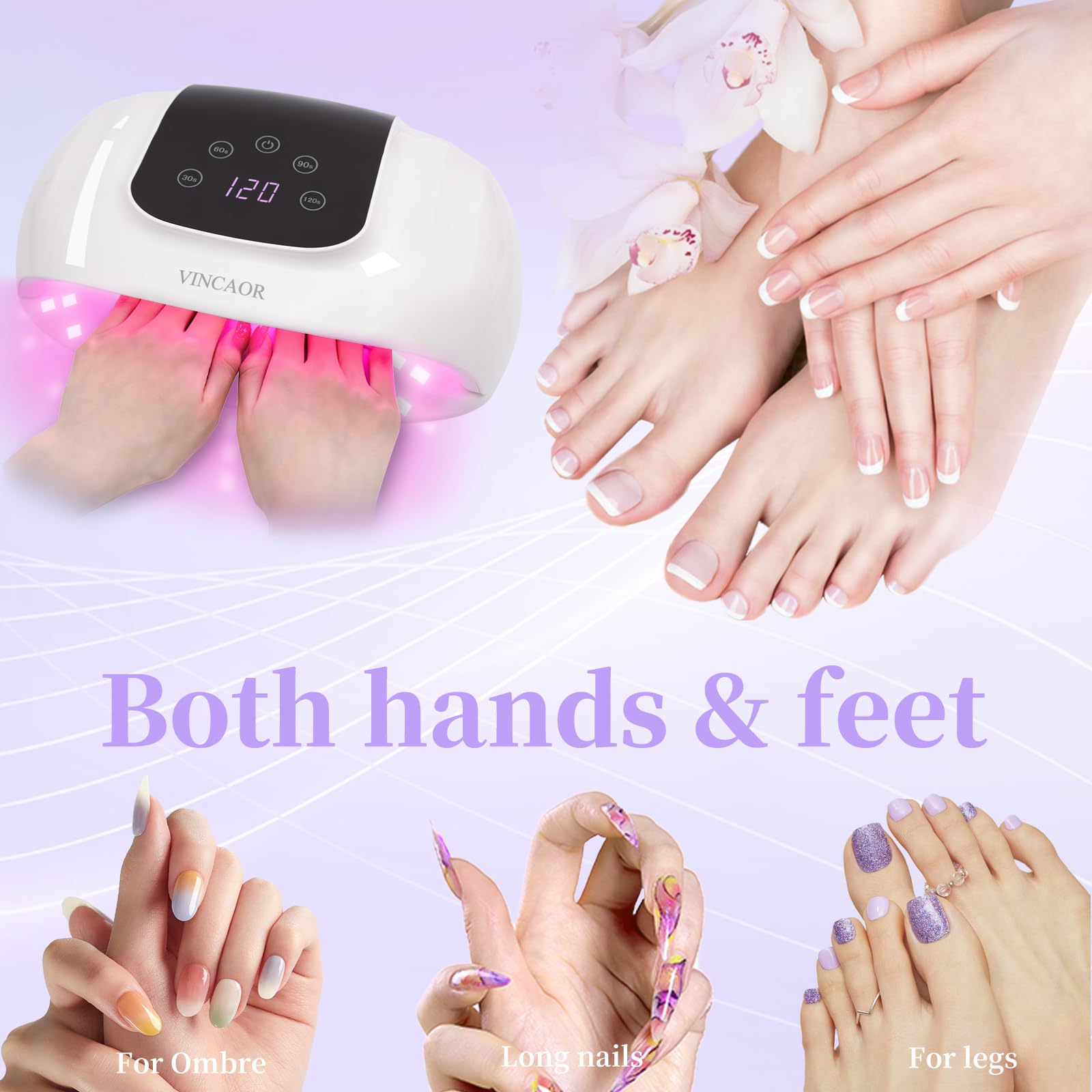 Professional Nail Dryer Gel Polish Light, UV LED Nail Lamp 150W, UV Nail Light with 4 Timer Setting, Professional Nail Art Tools with Automatic Sensor, Nail Polish Curing Gel LED Dryer,LCD Display