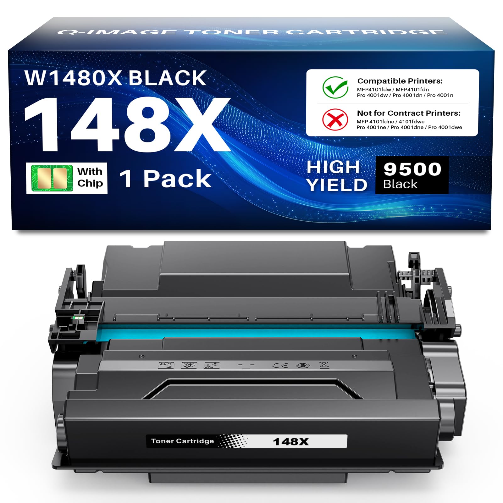 148X Toner Cartridge Black(with Chip) Toner Cartridge Compatible Replacement for HP 148X 148A W1480X W1480A for LaserJet Pro 4001dw 4001dn 4001n MFP