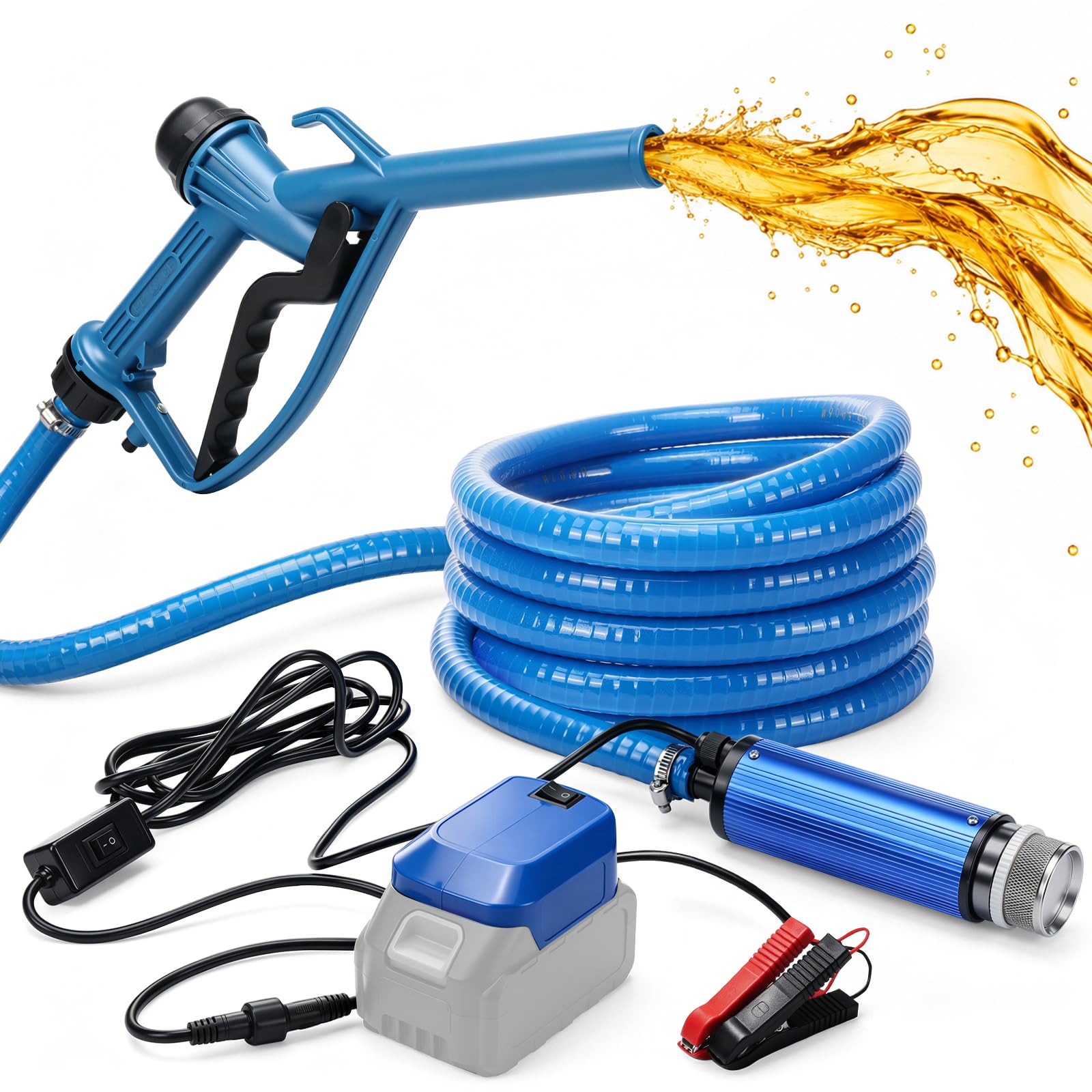WingFly Pompa diesel da 12 V, 30 LMP, pompa per olio combustibile, autoadescante, 51 mm, sollevamento 5 m, trasporto di acqua e cherosene, per camion, trattori, escavatori