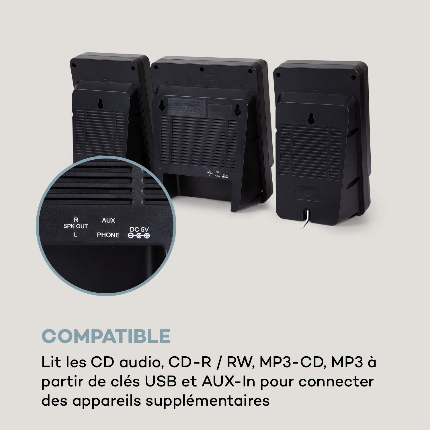 AUNA Microstar - Micro-chaîne Verticale, Lecteur CD, Bluetooth, Enceintes stéréo, Port USB, Tuner FM, AUX-in, écran LCD, éclairage d'ambiance, Installation Murale ou Pose Libre - Noir