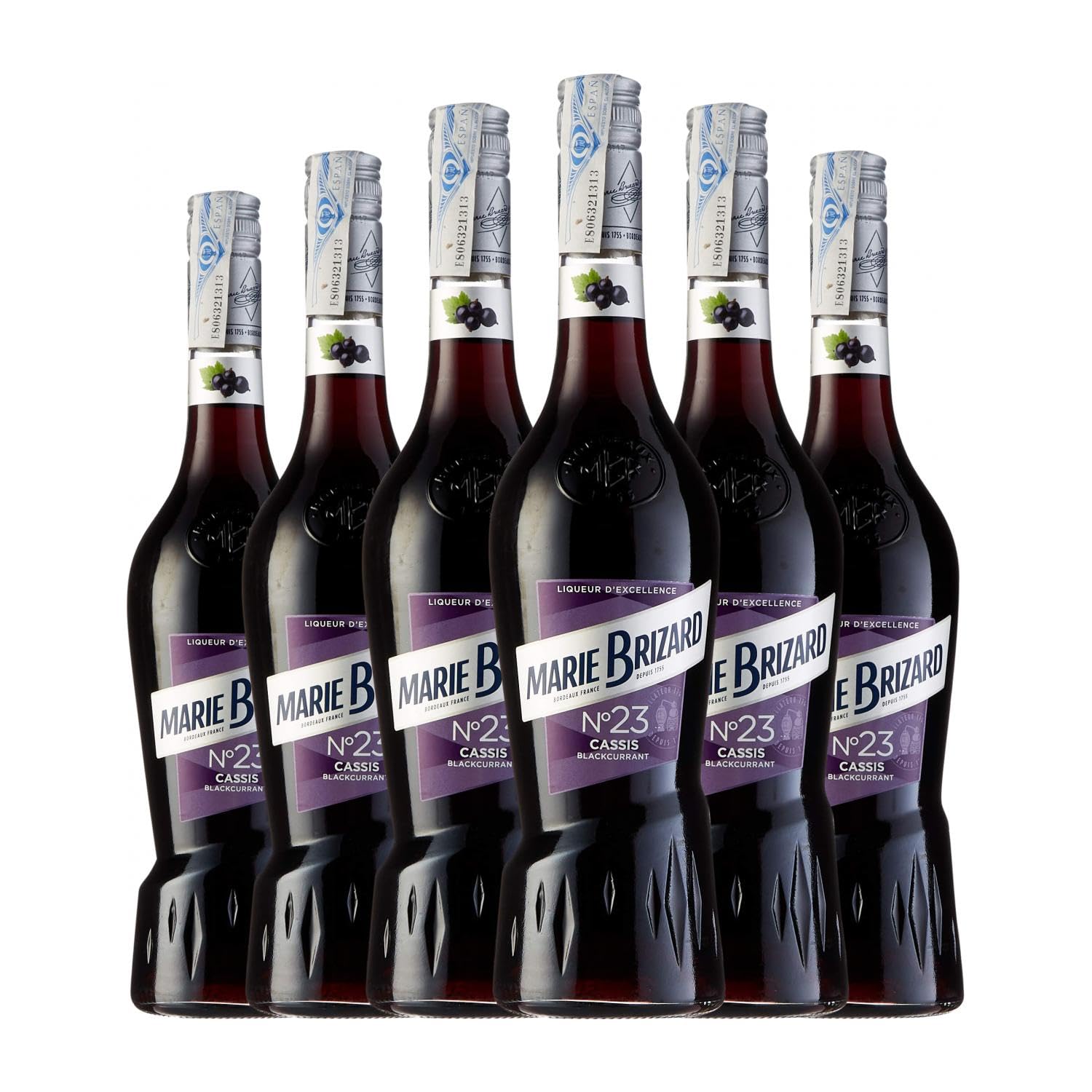 Licores Marie Brizard Crema Cassis Licor Macerado 70 cl (Caja de 6 Botellas de 70 cl)