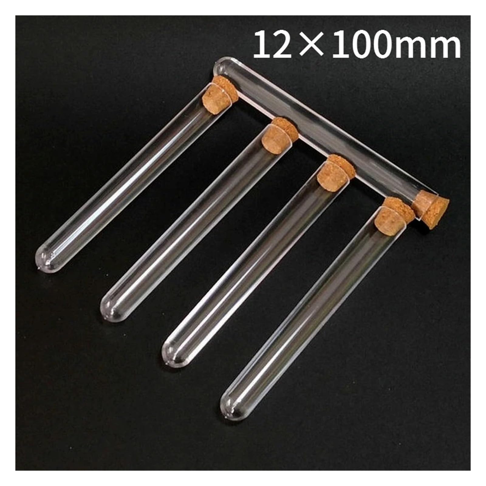 yingyingjia 100 teile/los 12x100mm labor durchsichtigen kunststoff reagenzglas rundboden fläschchen mit korken