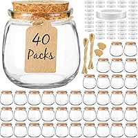 Syntic 40 Pack 7oz Small Glass Mason Jars with Cork & PE Lids, Twine, Labels - Ideal for Candles, Yogurt, Wedding Favors, Candy, Spices