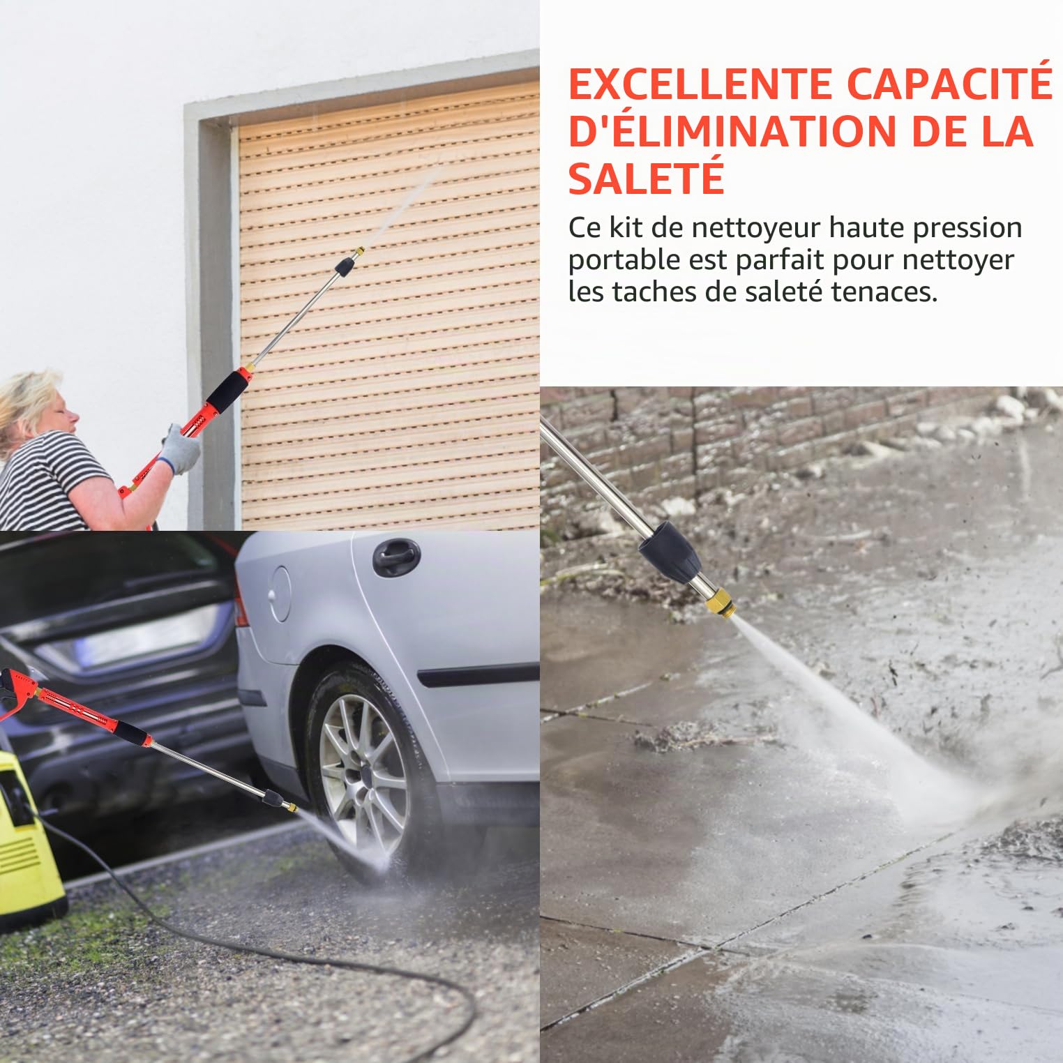 Pistolet De Lavage Haute Pression avec 5 Embouts De Buse,M22-14mm Nettoyage de Laveuse à Jet de Voiture pour Le Lavage Des Voitures,L'Irrigation Des Jardins,Le Nettoyage Des Vitres