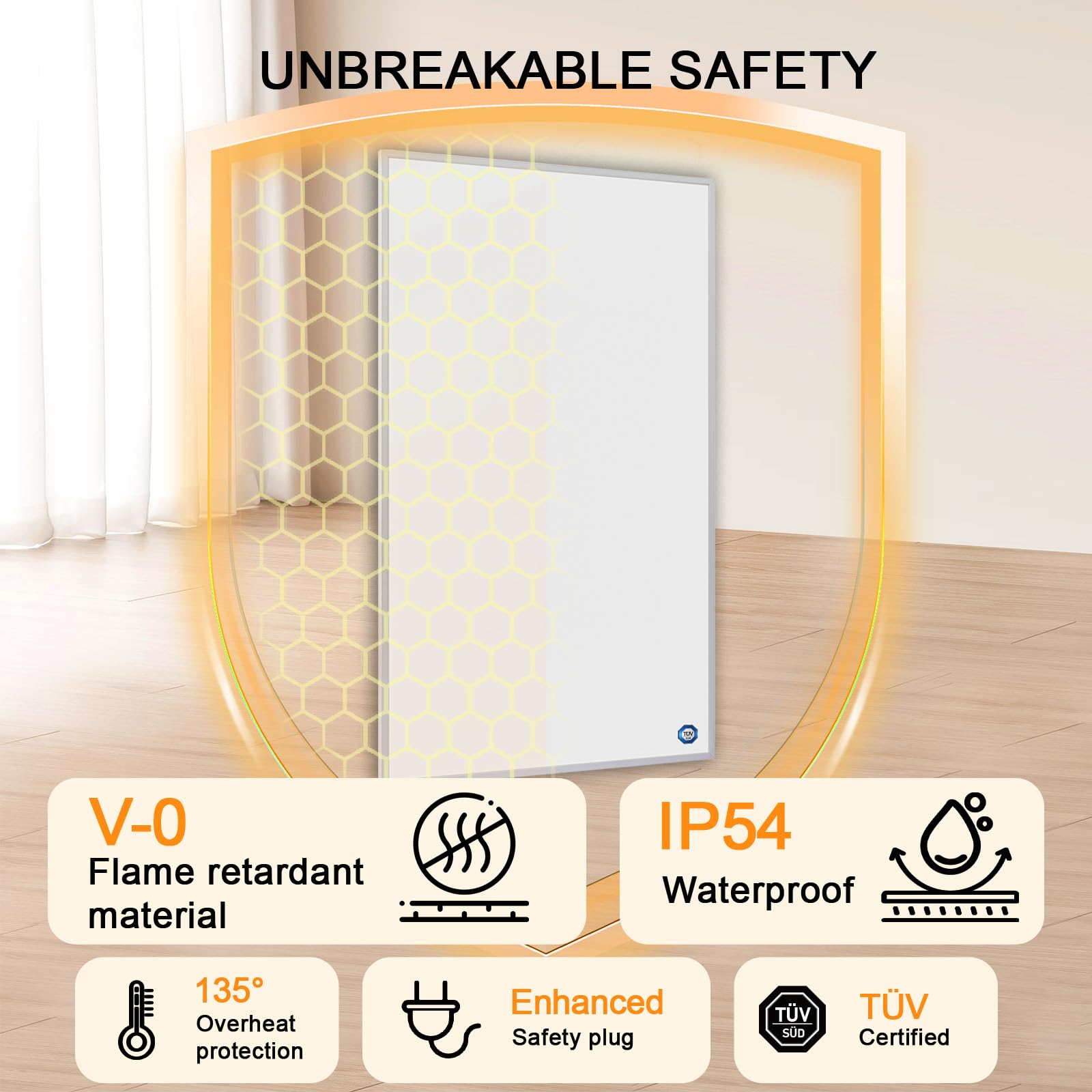 Infrarotheizung Deckenmontage 1000 Watt mit Smart Steuerung, Energiesparende Infrarot Wandheizung, Elektroheizung mit Uberhitzungsschutz, WLAN App-Steuerung mit Fernbedienung.