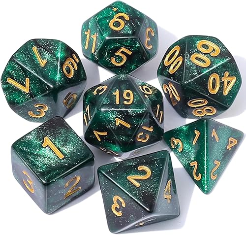 CiaraQ DND Juego de dados poliédricos con una bolsa de dados negra para juegos de mesa de juegos de rol D&D RPG MTG