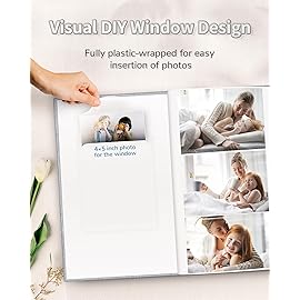 Artfeel Photo Album 4x6 with 300 Pockets,Slip-in Picture Albums,Linen Cover Memory Book with Front Window,White Page Vertical Photo Book for Wedding,Family,Anniversare,Baby,Vacation