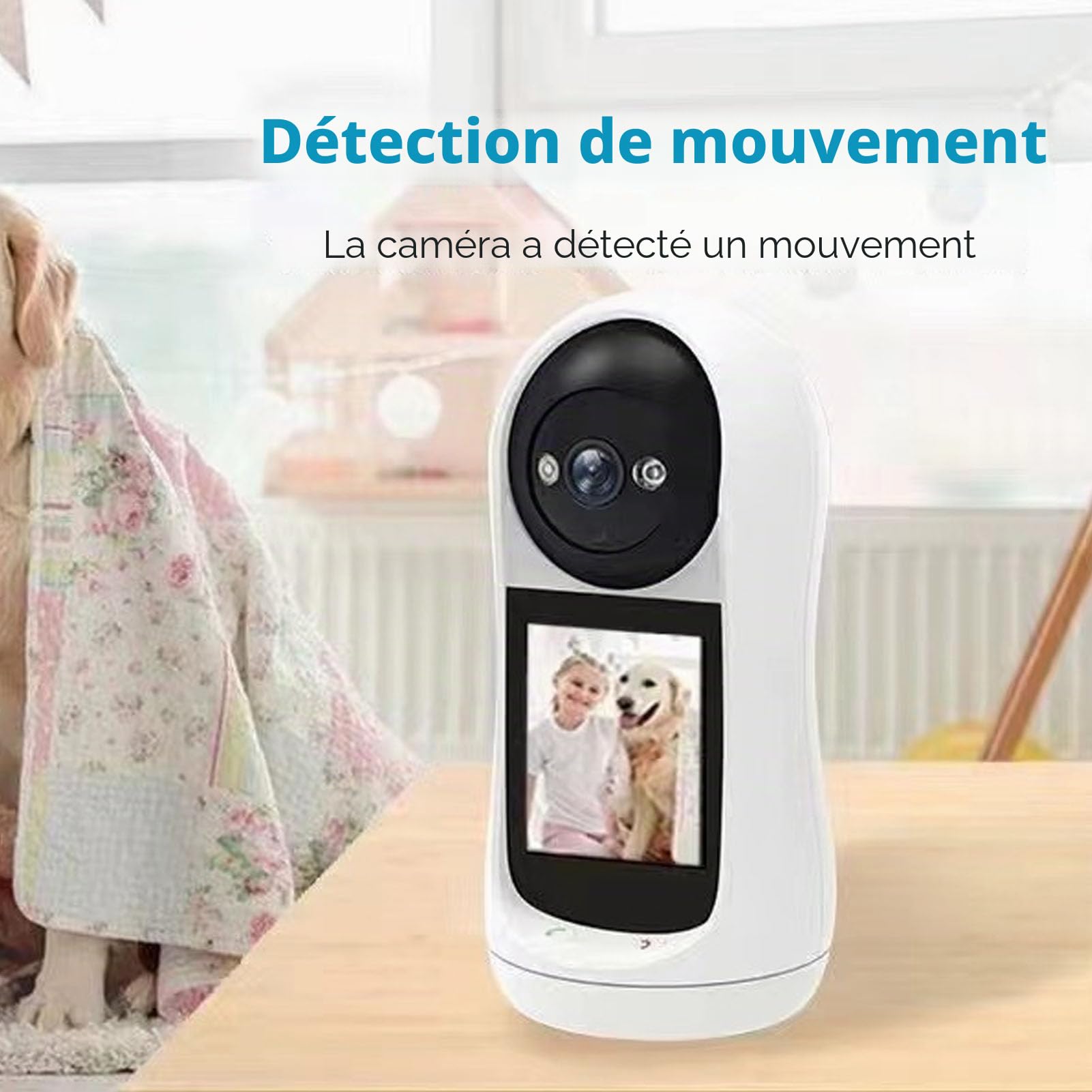 Tosuny Caméra D'appel Vidéo Bidirectionnelle avec écran IPS HD de 2,8 Pouces, Caméra de sécurité Intelligente WiFi 2,4G avec Détection de Mouvement, Vision Nocturne, pour L'intérieur