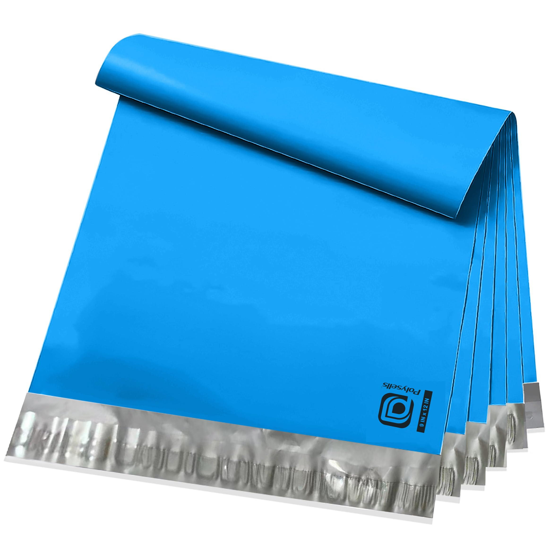 POLYSELLS 200 pcs 9x12 Inches Blue Poly Mailers Shipping Envelopes, Strong Adhesive Sealing, Waterproof, and Tear-resistant Postal Mailing Bags for