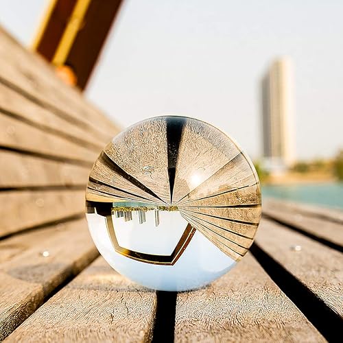Miniatura 4 de LONGWIN Bola de cristal de fotografía de 3.150 in (3,1 pulgadas) Bola de malabarismo de contacto transparente con soporte de madera