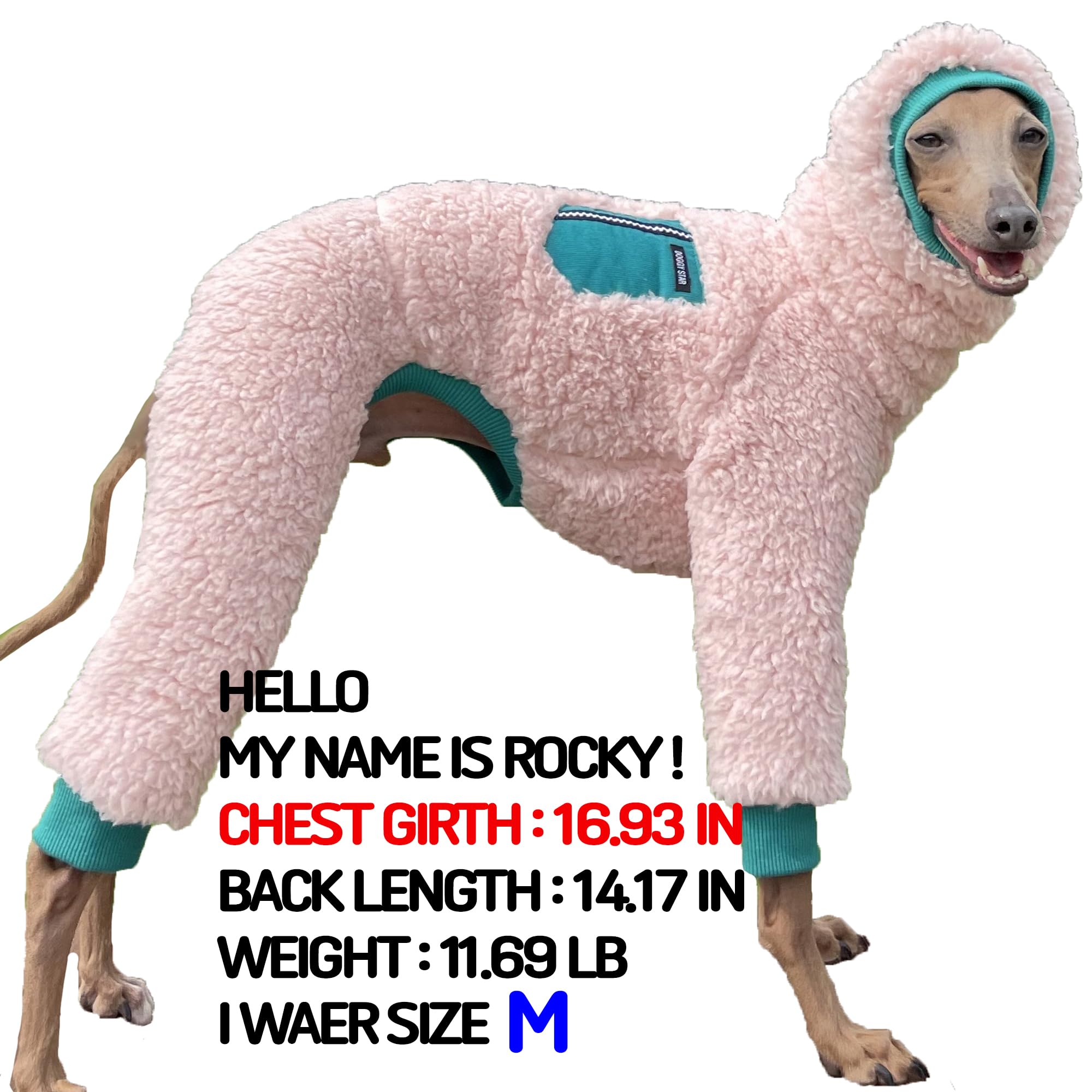 D DOGGY STAR Italian Greyhound Sweater Turtleneck Outfit Warm Fleece Onesie Clothes Whippet for Dog Coat (2XL,Green Pkt) - Image 2