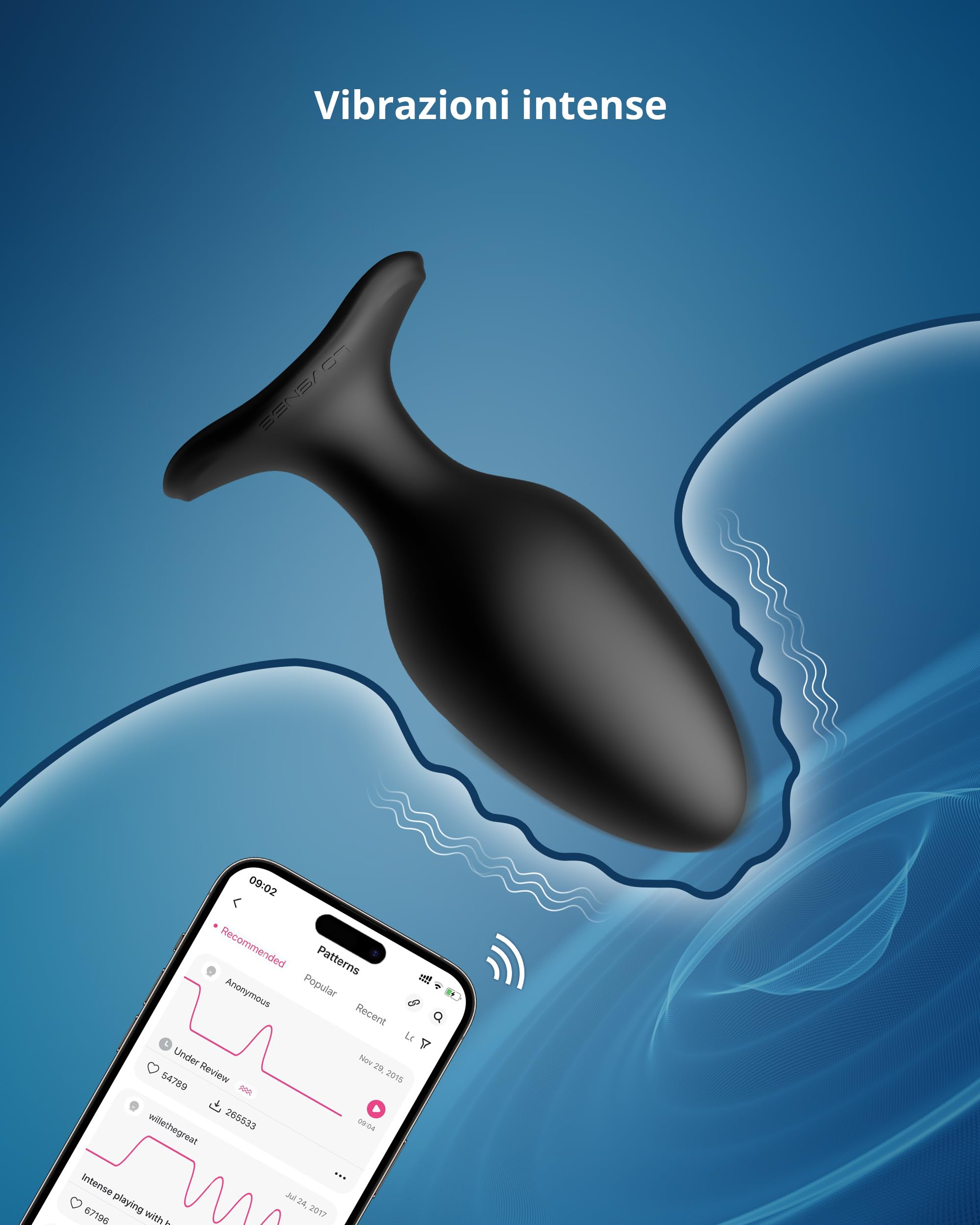LOVENSE Hush 2 Bluetooth Butt Plug Vibratori Anali 2.25 Inch, Anale Plug Uomo Donna, Controllo Dell'App per Smartphone, Sex Toys per Coppie Donna Uomo