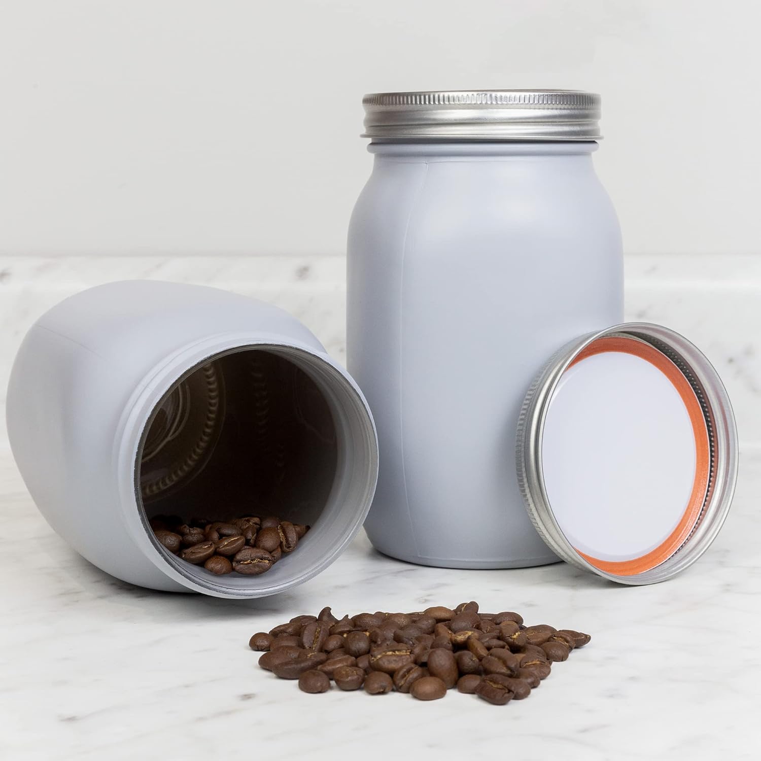 Darware Farmhouse Gray Mason Jars (Set of 2); Home Decor and Storage Wide Mouth Decorative Mason Jars, Gray-Painted : Home & Kitchen