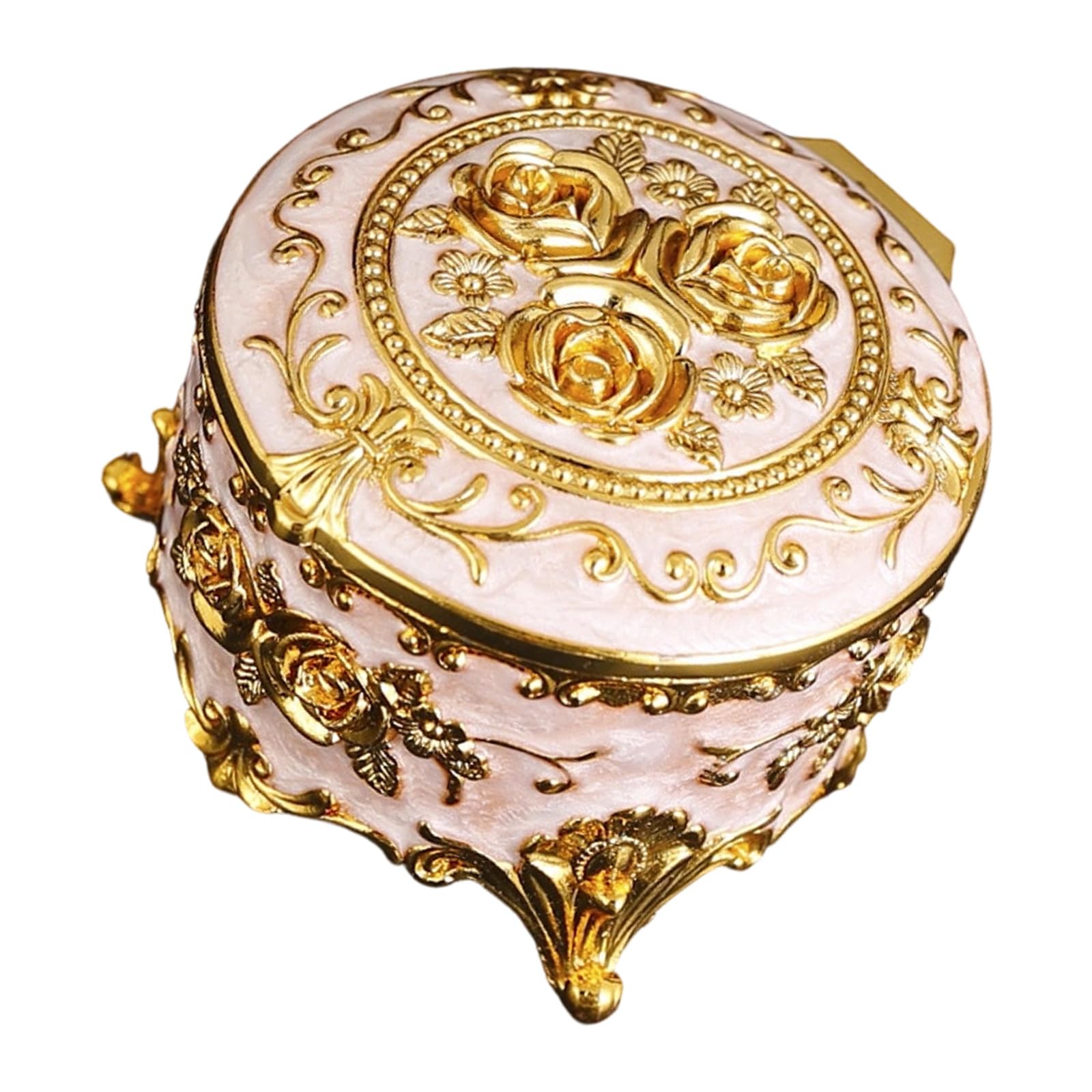 Obotsnoi Decorative Enameled Coated Metal Jewelry Box with European Rose Designs for Gift Giving Decorative Coating Storage Box