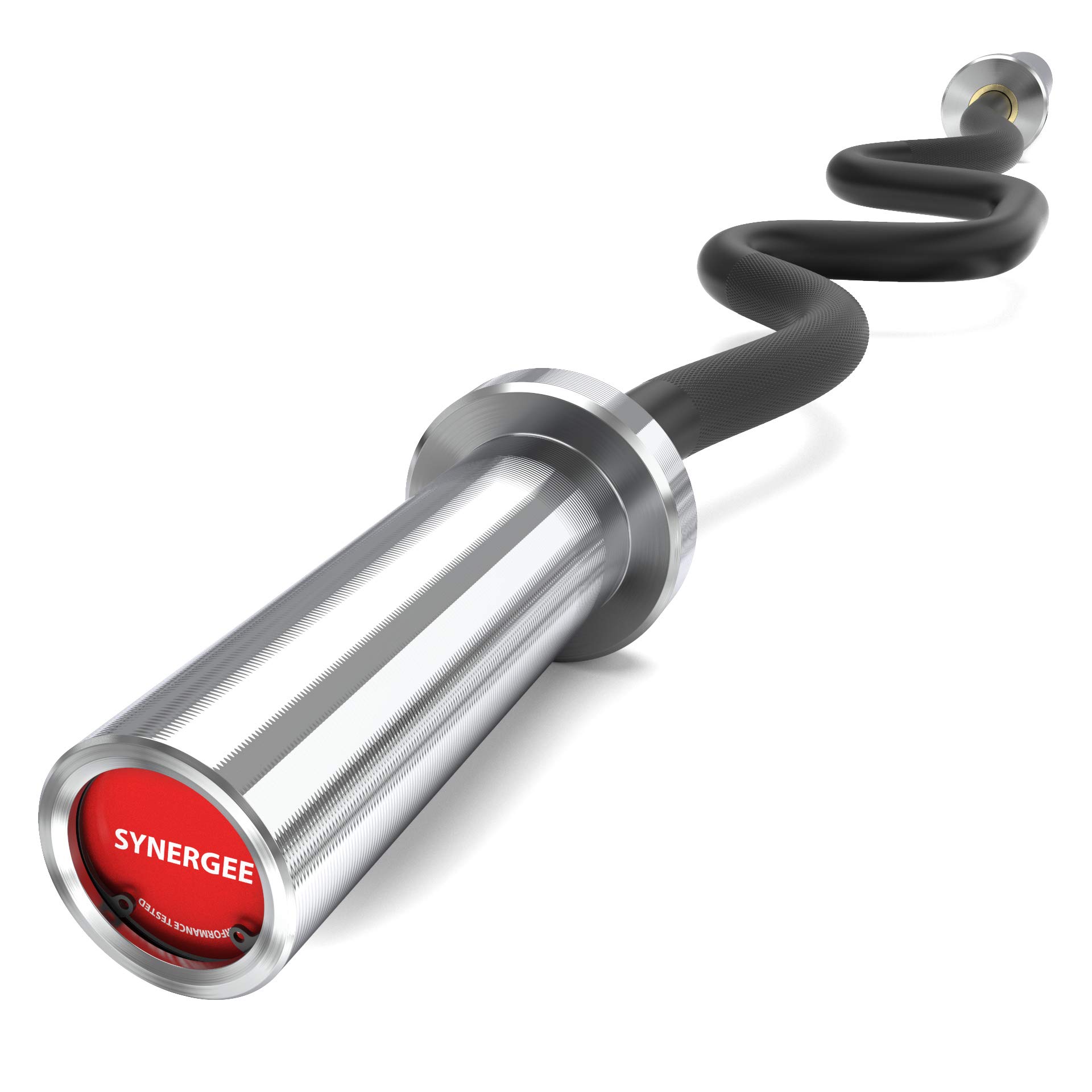Synergee Commercial Super EZ Curl Olympic Bar Chrome, Black Phosphate and Red with Powder Coated Brass Bushings Excellent for Bicep Curls and Triceps Extensions
