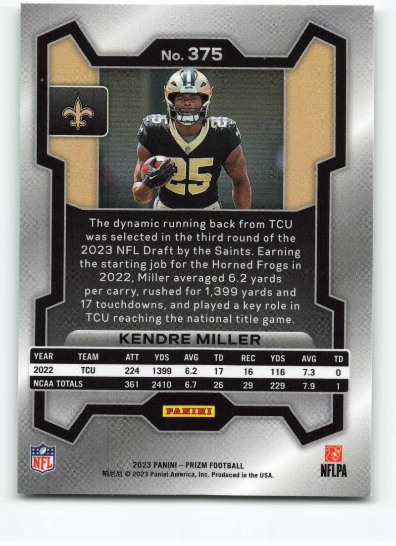 Amazon.com: 2023 Panini Prizm #375 Kendre Miller RC Rookie New