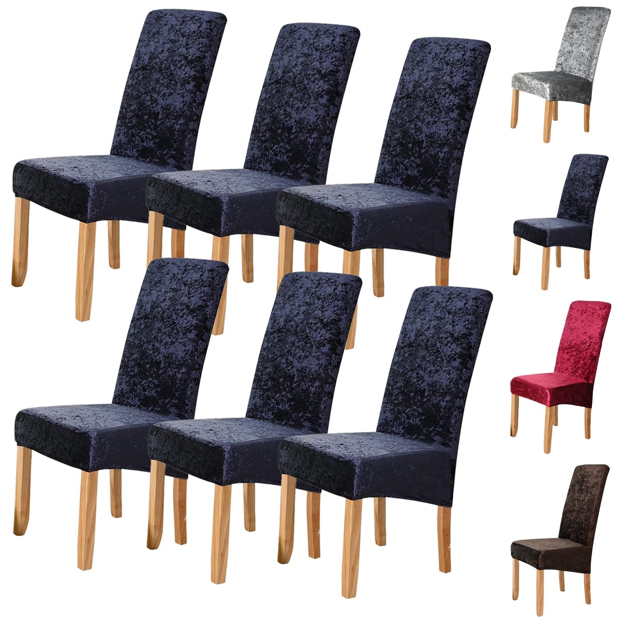 Housse de chaise banquet dossier haut bleue en tissu suédé épais - Lot de 6