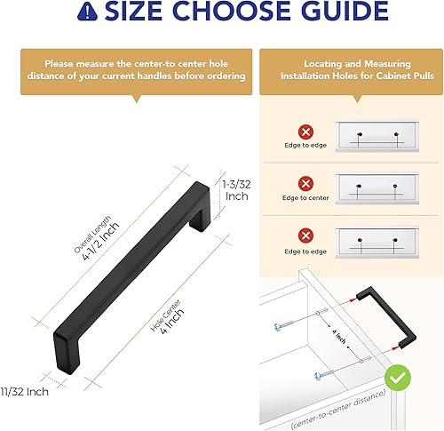 Miniatura 3 de Ravinte - Paquete de 25sólidos tiradores cuadrados de 4pulgadas de centro a centro, tiradores de barra delgada, para cajones de cocina, armarios de