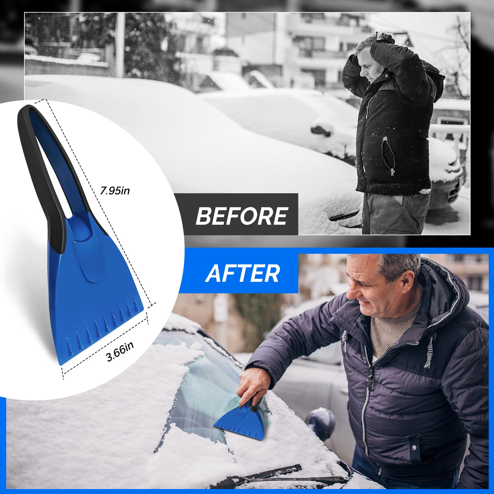 Spazzola E Raschietto Da Neve 2-in-1 Per Auto - Per Vetri, SUV, Camion, Colore Arancione - Foto 8