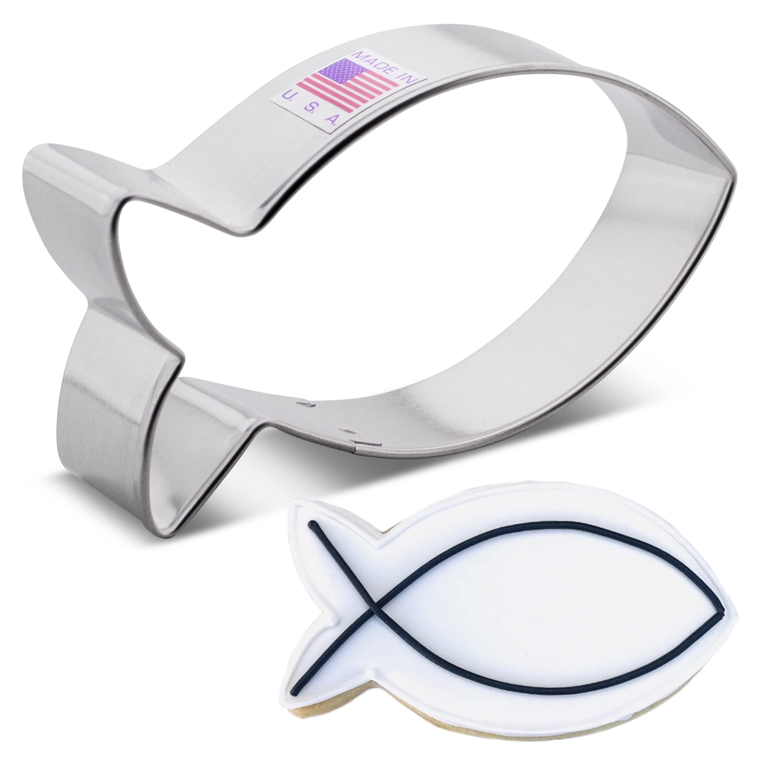 Ann Clark Cookie Cutters Silver. Jesus Fish/Christian Ichthys Cookie Cutter 10.16 Cm, Made By Ann Clark