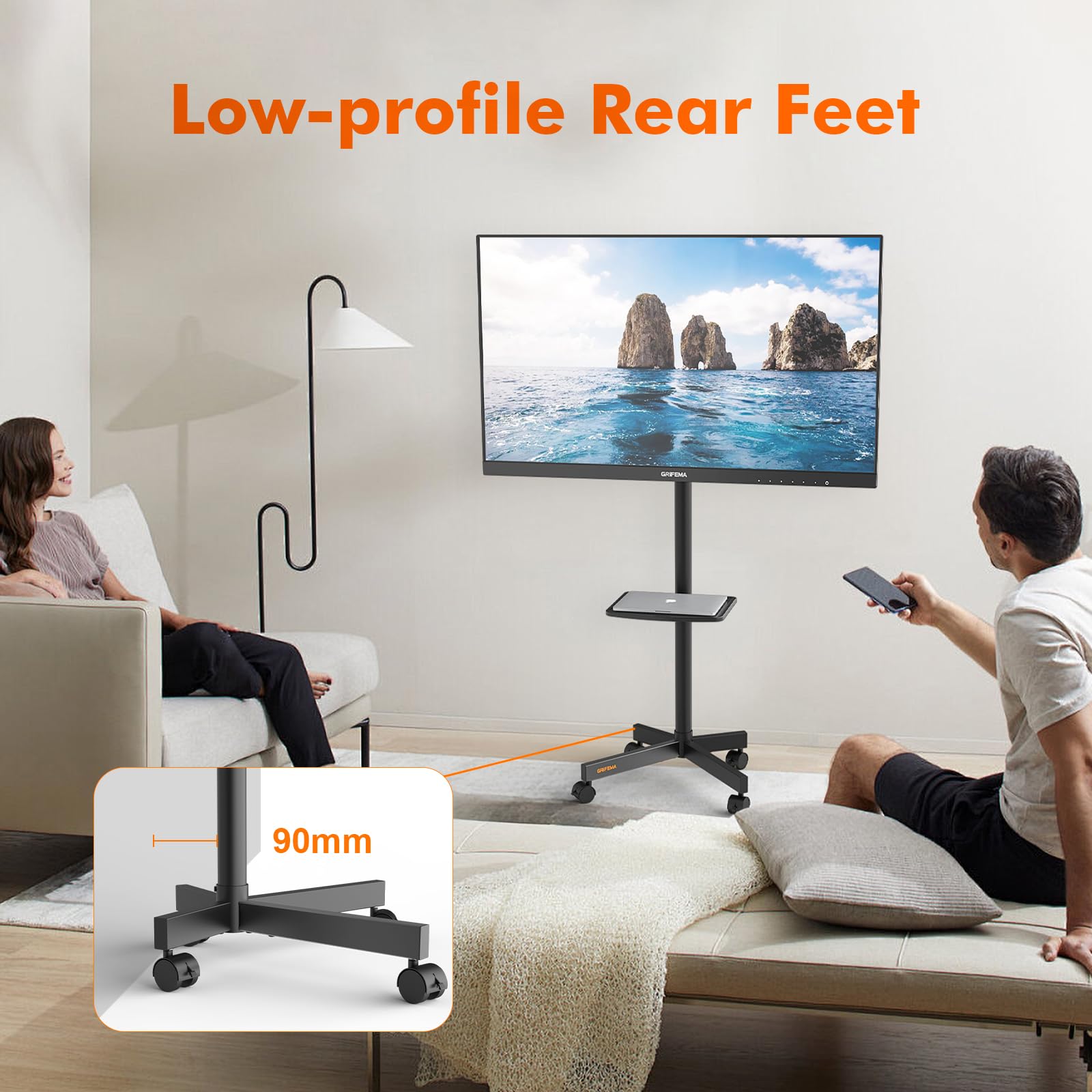 GRIFEMA GB3001 stojak na telewizor plazmowy/LCD/LED do telewizora do 65 cali, stojak na telewizor z półką na laptopa, do 40 kg, VESA MAX 400 x 400 mm