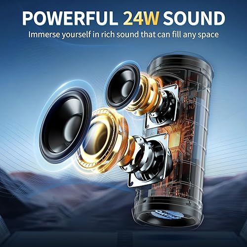 Miniatura 2 de OHAYO Altavoz Bluetooth portátil - IPX7 impermeable, emparejamiento estéreo inalámbrico, tiempo de reproducción de 25 horas, sonido fuerte de 24 W,