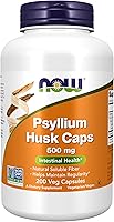 NOW Psyllium Husk Capsules 500 mg - Non-GMO Soluble Fiber for Regularity & Intestinal Health, 200 Veg Caps