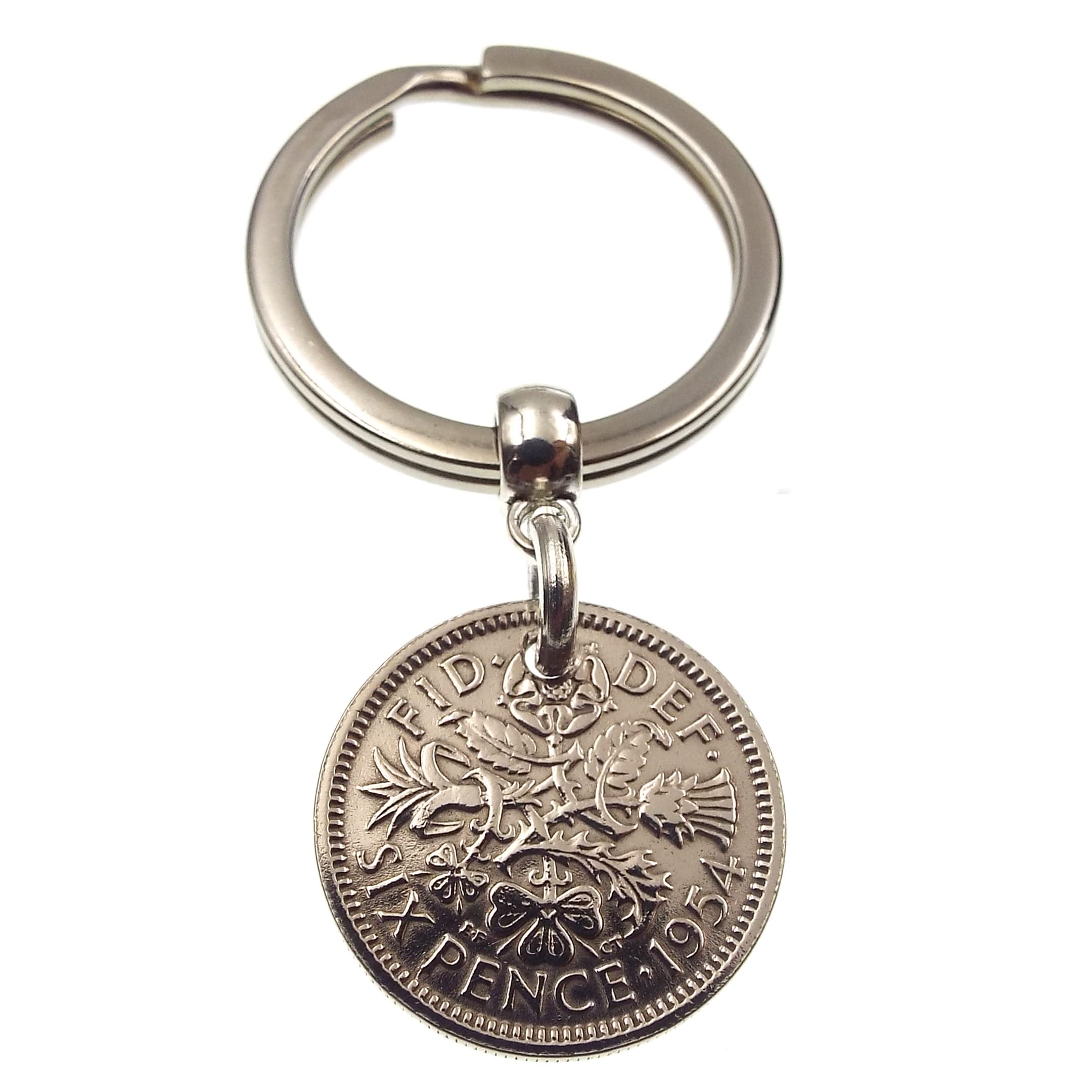 A Silver Dream 1954 Sixpence Coin Keyring