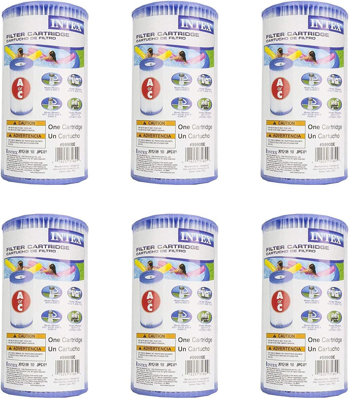 Intex Filter Cartridge Type A - Replacement Type A and C for Easy Set Pool Filters (59900E) - 6 Cartridges