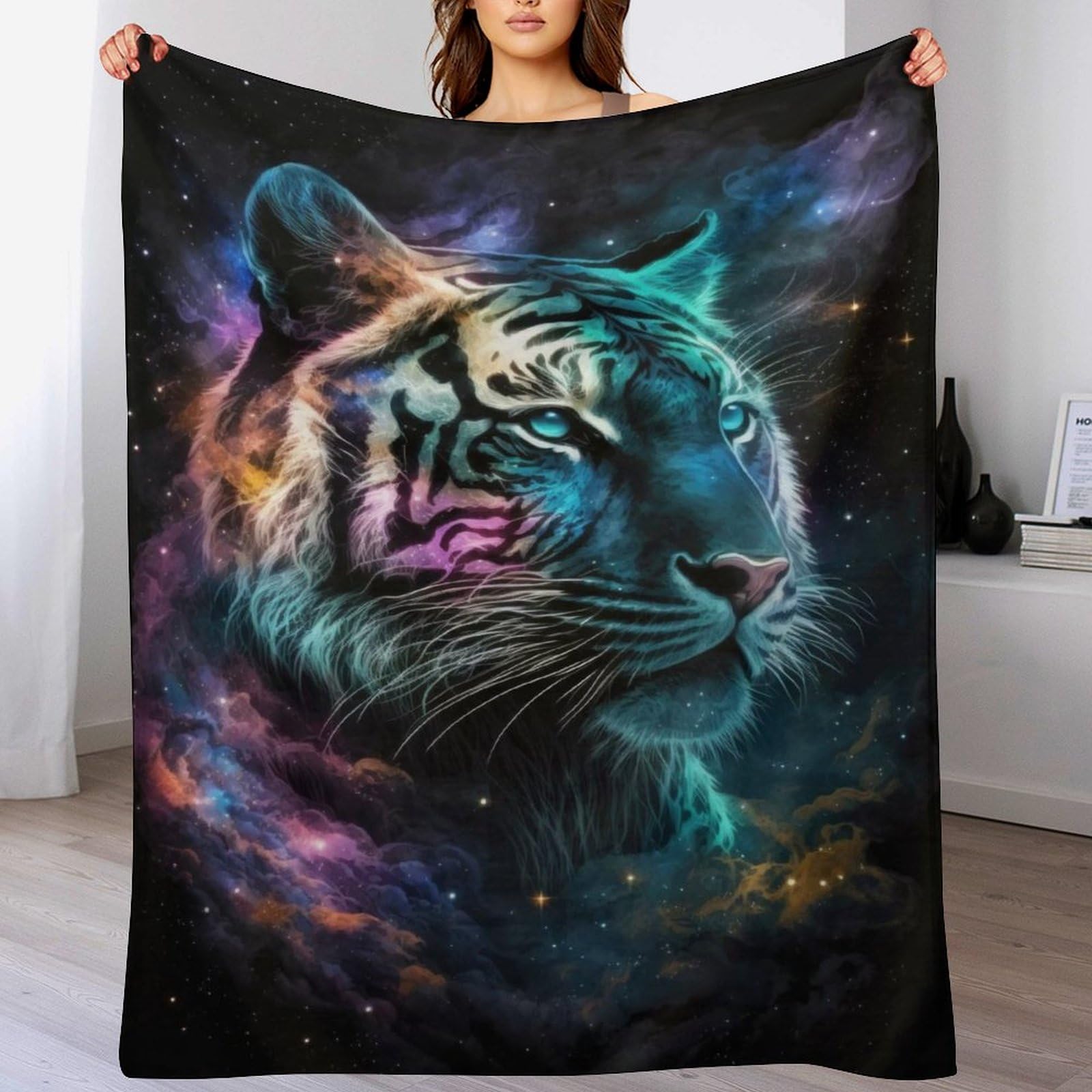 Couverture white tigre plaid canapé chaud anti froid 70"x80"