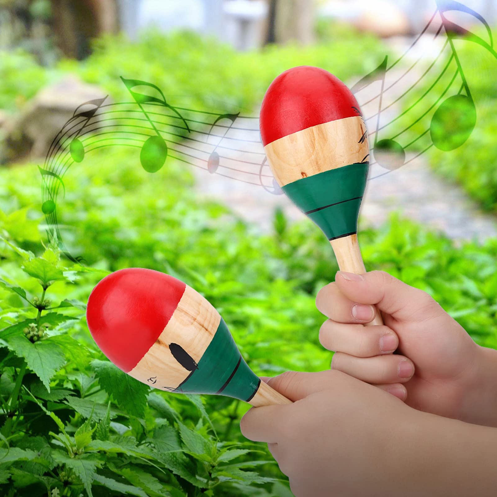 Maracas en Bois pour Enfants Instrument de Musique Coloré Mignon Jouets pour Bébés Filles Garçons Tout-Petits, Lot de 4 Pcs (Livraison Couleur