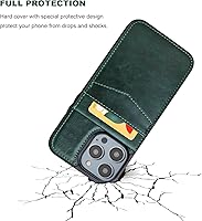 Vista 5 de KIHUWEY Funda compatible con iPhone 14 Pro con soporte para tarjeta de crédito, cierre magnético de cuero de alta calidad, función atril, funda